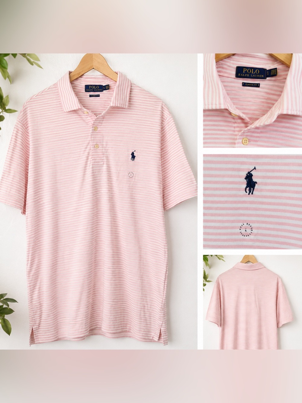 Polo Ralph Lauren Pink Striped Classic Fit Polo Shirt Men’s Size L